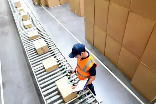 Man scans parcels