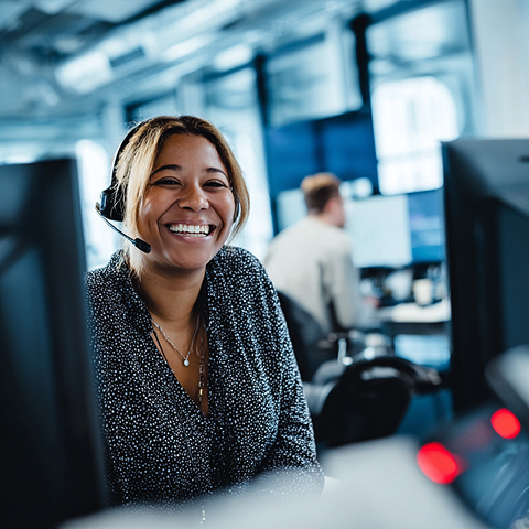 CEDR Customer Service Woman Smiling at Desk